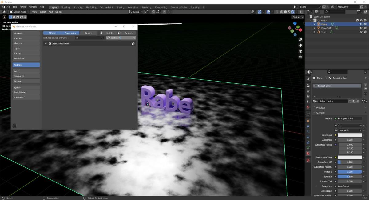 Let it snow: Schnee in Blender 2 Real Snow Add on Blender