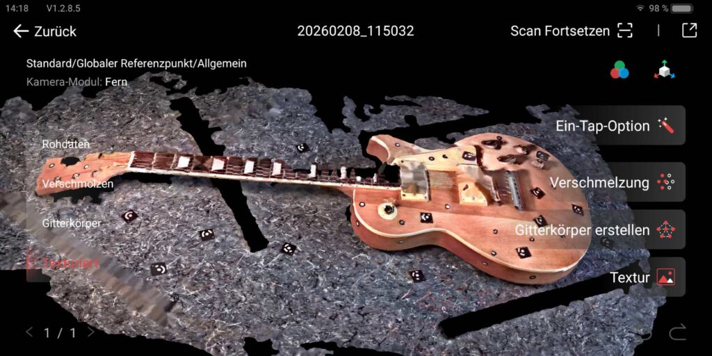 RevoPoint Miraco plus review test screen Guitar Addis Techblog 2 - Revopoint MIRACO Plus im Test: Der beste portable 3D-Scanner, den du gerade kaufen kannst? - 5 Der 3D Rabe 25. April 2026